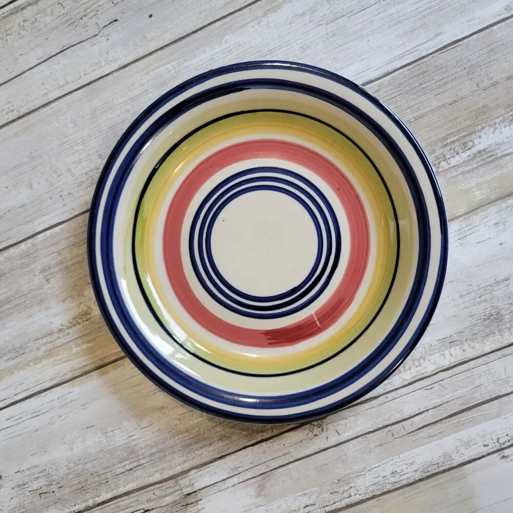 Pier 1 Summer Stripes Stoneware Salad Plates 7 1/2